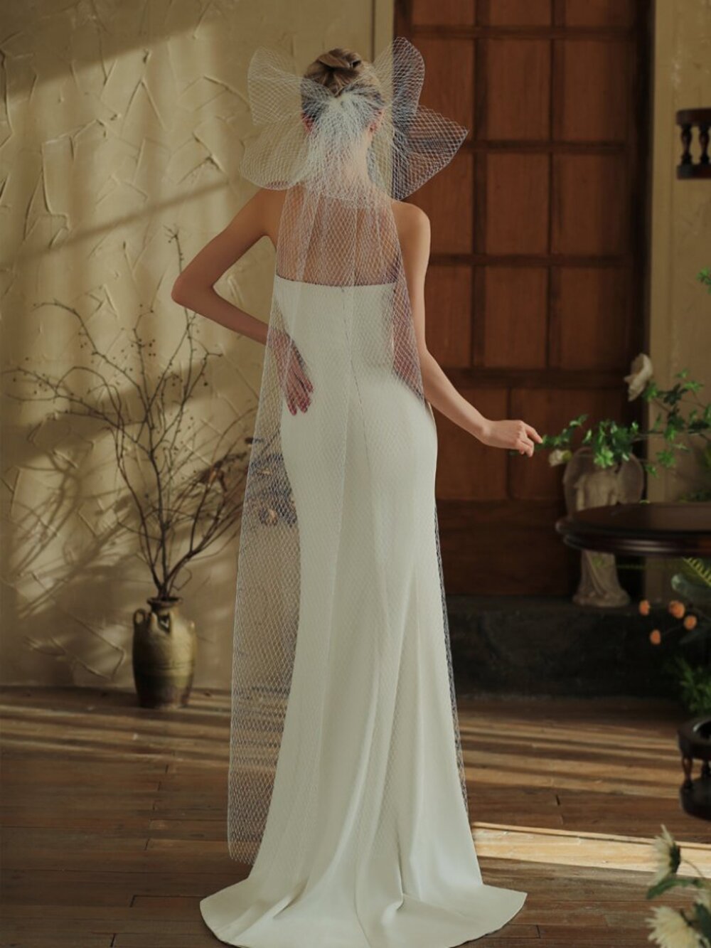 Mesh Bowknot Bridal Veil Headpiece